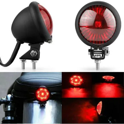 Motorcycles Vintage LED Brake Light Retro LED Rear Small Round Tail Stop Brake Lights Tail Lamp Signal Light