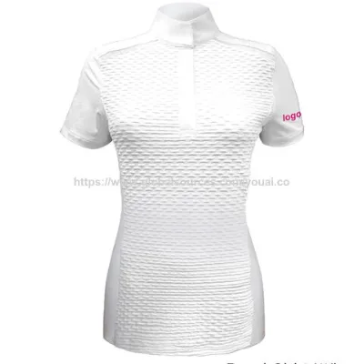 Women's equestrian riding polo short sleeve golf shirt, quick drying, UV protection horse riding