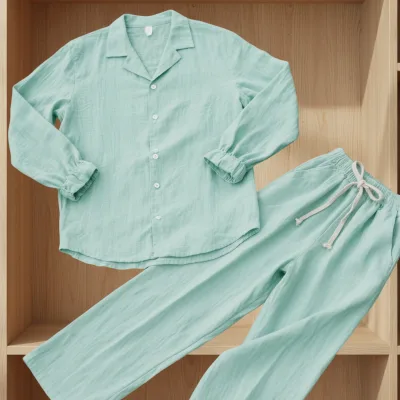 Custom High Quality Factory Men's Cotton Linen Shirts Trousers Suit Solid Color Simple Oversized Beach Casual