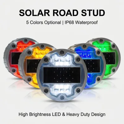 Solar Powered White Plastic IP68 Low-Maintenance 143mm Embedded Rechargeable LED Highway Road Stud Light