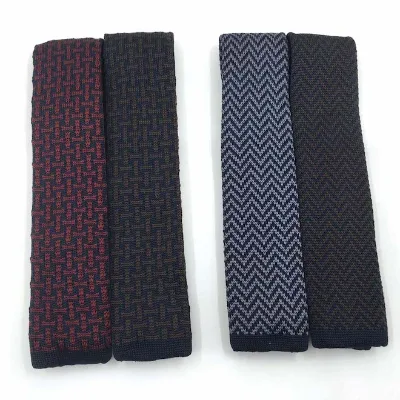 Customization Knitted Tie Mens Casual Colorful Plain Slim Skinny Woven Knit Necktie Knitted Tie