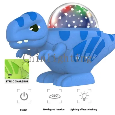 Kids Night Light Dinosaur Projector Night Lamp 360 Degree Rotation 8 Light Modes Color Changing USB Cable Night Light for Kids