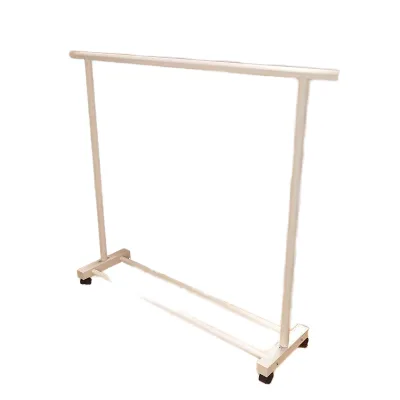 White Single Rod Garment Rack Rolling Wheeled Freestanding Clothes Stand Bedroom Daily Outfit Organizer Mobile Clothing