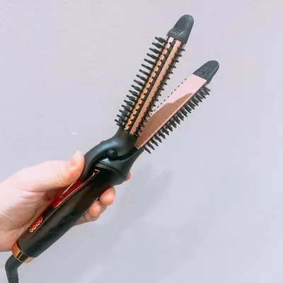 New Household Multi-Functional LED PTC Hair Styling Tool Hair Curling Iron & Straightener Comb Electric for Home and Travel