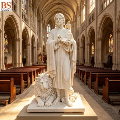 Custom Made Hand Carved White Marble Religious Statue Church Figure Sculpture