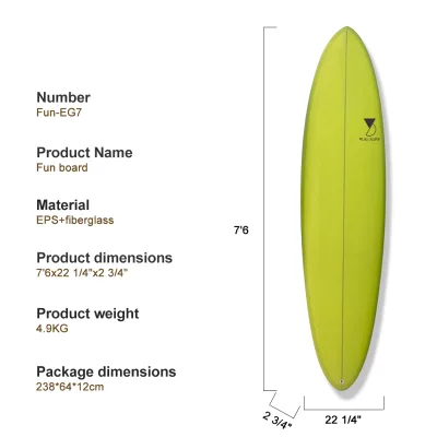 Fun EG5 Seven Foot Two Thin Two And One Sixteenth Inch Thickness Surfboard Smooth Water Release Effortless Wave Catching for Out