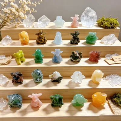 Wholesale Natural Crystal Mini Pokenmon Carving Mixed Gemstone Pocket Monsters Character for Healing Decor Gift