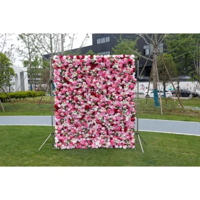 Wholesale Sweet Pink Flower Wall Roll up Silk Artificial Decor for Bridal Shower Table Centerpiece Birthday Party Decor