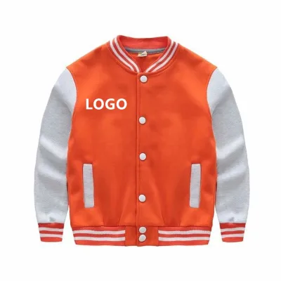 Custom Logo Kid Clothes Baseball School Uniform Team Coats Jackets Soft Embroidery Jacket for Children