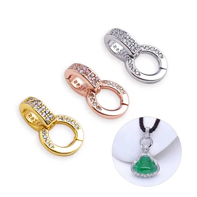 Wholesale Zircon Double Ring Connection Buckle Pendant DIY Jewelry Buckle for Necklace Bracelet Making