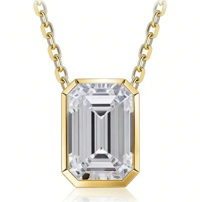 Customized 10K 14K 18K Yellow Gold Lab-Grown Diamond Pendants Emearld Shapes D VVS2 Loose Diamonds for OEM Diamond Jewelry