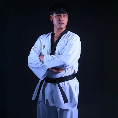 High Quality Custom Made White Ribbed Taekwondo Dobok OEM Factory's Kids Taekwondo Uniform