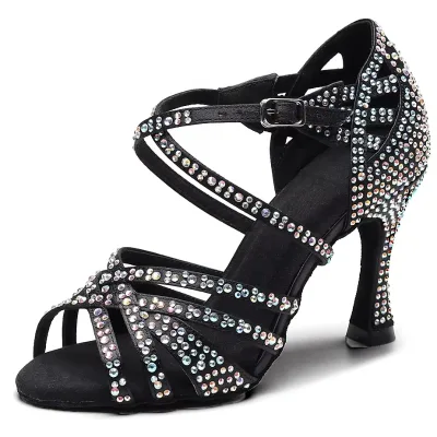 Customized Ladies Medium Width Classic Platform Latin Dance Shoes Salsa & Ballroom with Rhinestones Customized Latin Dance Shoes