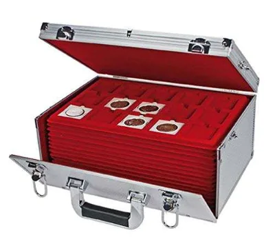 Front Door Portable Aluminum Safe Albums OEM Coin Case with Trays
