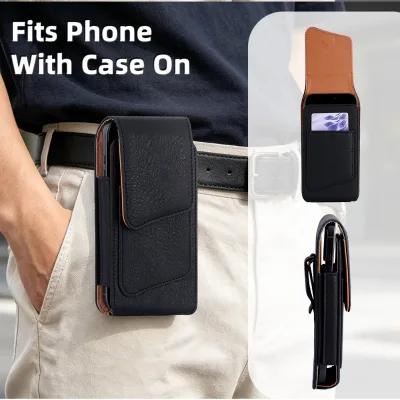 Factory Wholesale PU Leather Business Phone Belt Bag Men Waist Holster Cellphone Pouch with Magnetic Closure