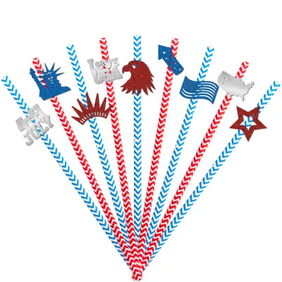 Independence Day Party Tableware & Decorations Disposable Paper Straws Holiday Gifts-for American Celebrations