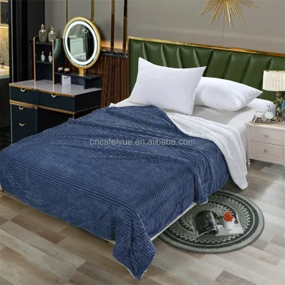 FY Customized Multiple Colors Double Layer Luxury Fluffy Faux Fur Rib Blankets Sofa Couch Decor
