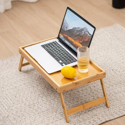 Portable Multifunctional Foldable Style Natural Material Bamboo Wood Home Bedroom Storage Tray