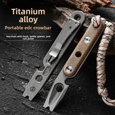 Titanium Alloy Multi EDC Pry Bar Shovel Crowbar Bottle Opener Wrench Portable Car Outdoor Emergency Pocket Tool Custom Logo