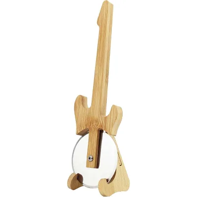 Guitar Pizza Cutter Guitar Pizza Roller Cutter for Rock Stars Stainless Steel & Wood Pizza Cutter Roller Guitar Look Gift