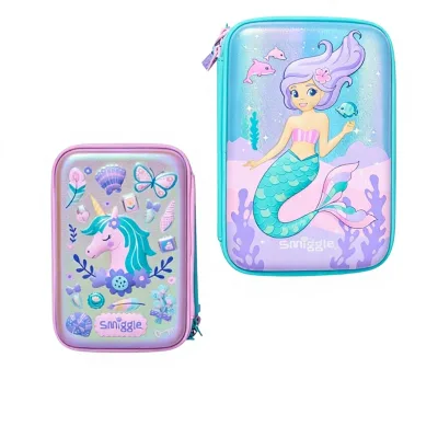 New 3D Cartoon Stationery Pencil Case for Primary School Students Large-Capacity Cute Mermaid Design Grades 16 Plastic Box