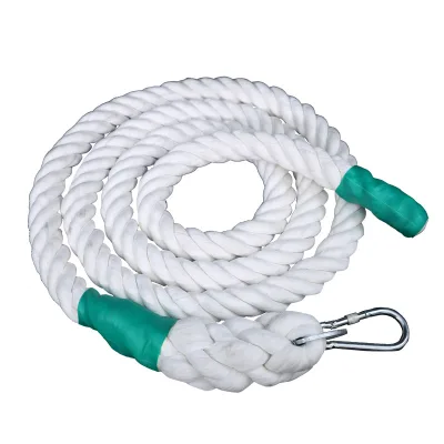 XQS Model 0006 Eco-friendly White Polyester Cotton Battle Ropes for Physical Training Strength Muscle Exercise Fitness Climbing