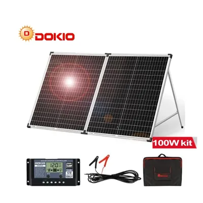 Free Shipping USA STOCK for High Efficiency 18V 100W Foldable Solar Panel High Transmission Glass 25-Year Warranty 10A