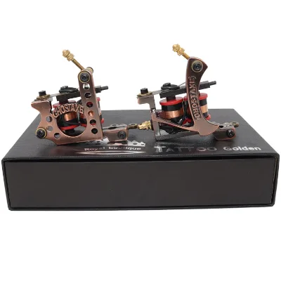 Kissure Handmade Wire Cutting Copper Permanent Machine Set Tattoo Machine 10 Wraps Coil Tattoo Gun Shader Microblading Supplies