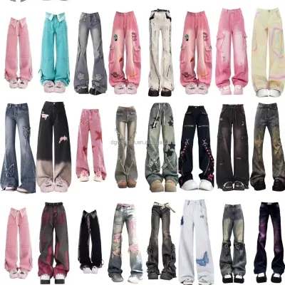 High Waist Rothco Logistics Women's Jeans Loose Fit Cargo Pants Comfortable Wide Leg Denim Trousers Hot New Arrival Plus Size
