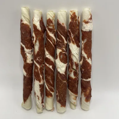 Beef-Wrapped Rawhide Twists with Real Beef Rawhide Sticks Natural Dog Treats