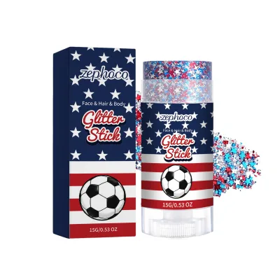 Zephoco Holiday Party Makeup Red Blue Sliver Face Hair Body Glitter Stick
