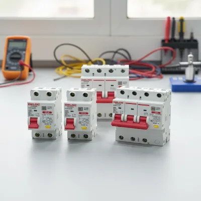 DELIXI DZ47sLEs 1P+N 2p 3p 3p+n 4p RCBO Industrial Use 4.5kA Breaking Capacity Copper Material 250/500V 50/60Hz Base Mounting