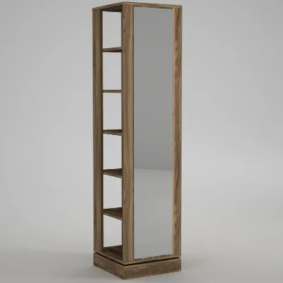 Stylish Storage Solution Walnut FinishModern Hall Stand with Mirror Multipurpose Hanging Rack with Numerous Shelves