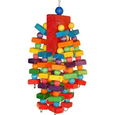 Natural Wooden Eco-Friendly Cartoon Style Parrot Chew Toys Colorful Pet Toy for Indoor/Outdoor Use