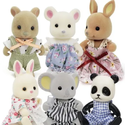 Forest Family Animal Mini Simulation Rabbit Squirrel Bear Doll Mini Dollhouse Model Kitchen Toys Kid Pretend Play Toy