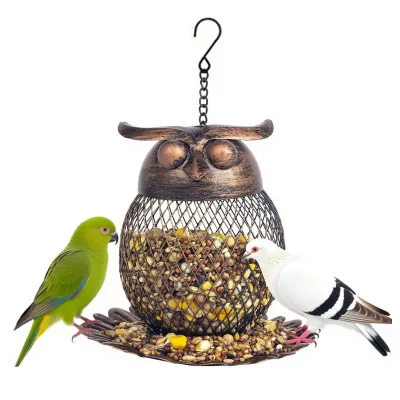 Wholesale Owl Shaped Bird Feeder Waterproof Outdoor Garden Decor Durable Bird Feeding Tool