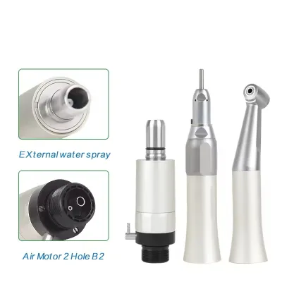 2/4 Holes Dental Low Speed Kit with Straight Handpiece Contra Angle Air Motor for Dental Clinic