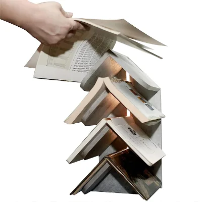 Tree Bookshelf with Lights Desktop Wooden Book Stand Small Bookcase for Bedroom Office 4-Shelf Modern Book Holder