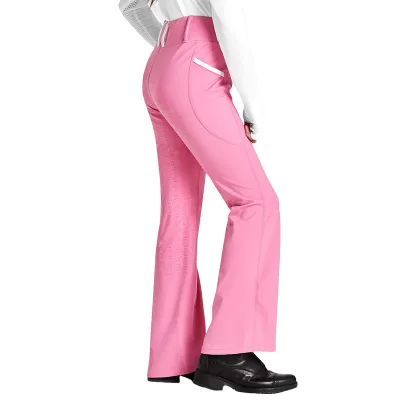 Custom High Waist Solid Straight Leg Equestrian Breeches, Draping Fabric Horse Riding Pants for Outdoor Training & Competition