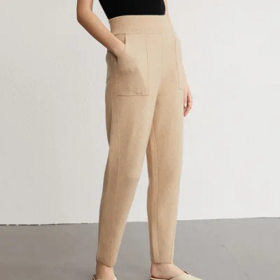 Streetwear Wholesale Breathable Stretchy Pencil Pants Autumn High Waist Elastic Waist Loose Fit Solid Women High Street Pants