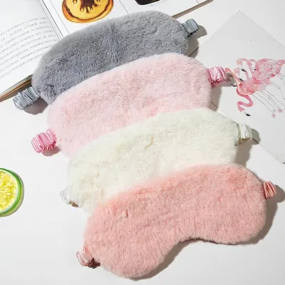 Custom logo Soft and Comfortable Cute pink Fluffy Sleeping Eye Mask for Women Girls