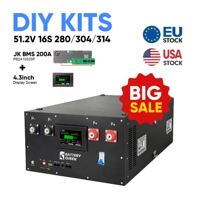 JK DIY Kit Case 16S 280Ah 304Ah 314Ah 51.2V/48V LiFePO4 Battery Box with 250A Circuit Breaker + 200A BMS JK-PB2A16S20P Box Only