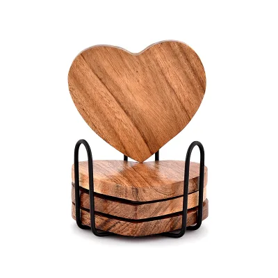 New Nordic Acacia Wood coaster Set Retro Style Wooden coaster Insulation Mat for Bars and Restaurants