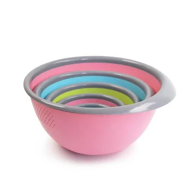 Wholesale 5 in 1 Multifunction Kitchen Fruit Salad Mixing Bowl Gadgets Tool Custom Plastic Colander Mixing Bowl Set