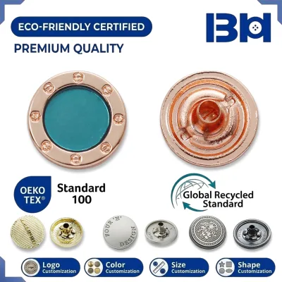 Custom Metal Snap Buttons for Cloth 4 Parts Snap Button Set for Men Shirt High-quality Zinc Alloy Material with GRS Certificate