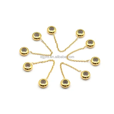 1mm 2mm 3mm Hole 18K Gold Stainless Steel Rubber Stopper Bead Bracelet Secure Safety Chain for Cord and Chain Charm Bracelet