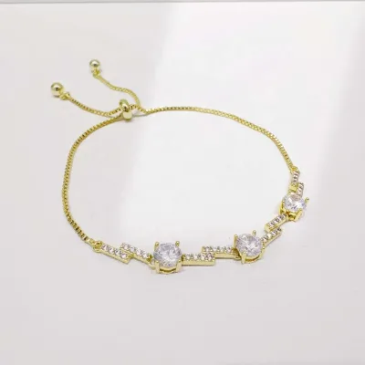 High Quality Plata 925 Silver Brass Gold Plated Natural Stone Bracelet Wholesale Zircon Ladies Adjustable Hand Chain Bracelets