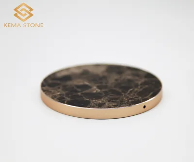 Universal Natural Stone Brown Marble 10W Fast QI Wireless Charging Pad for Cell Phones