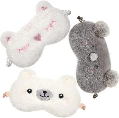 Microwavable Sleep Eye Mask Animal Shape,Soft Plush Weighted Eye Mask with Adjustable Strap for Kid Bedtime