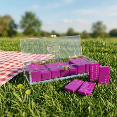 Custom Eco-Friendly Modern Brand Dominoes Blocks Acrylic Educational Game Luxury Logo Printing Board Game Acrylic for Family Fun